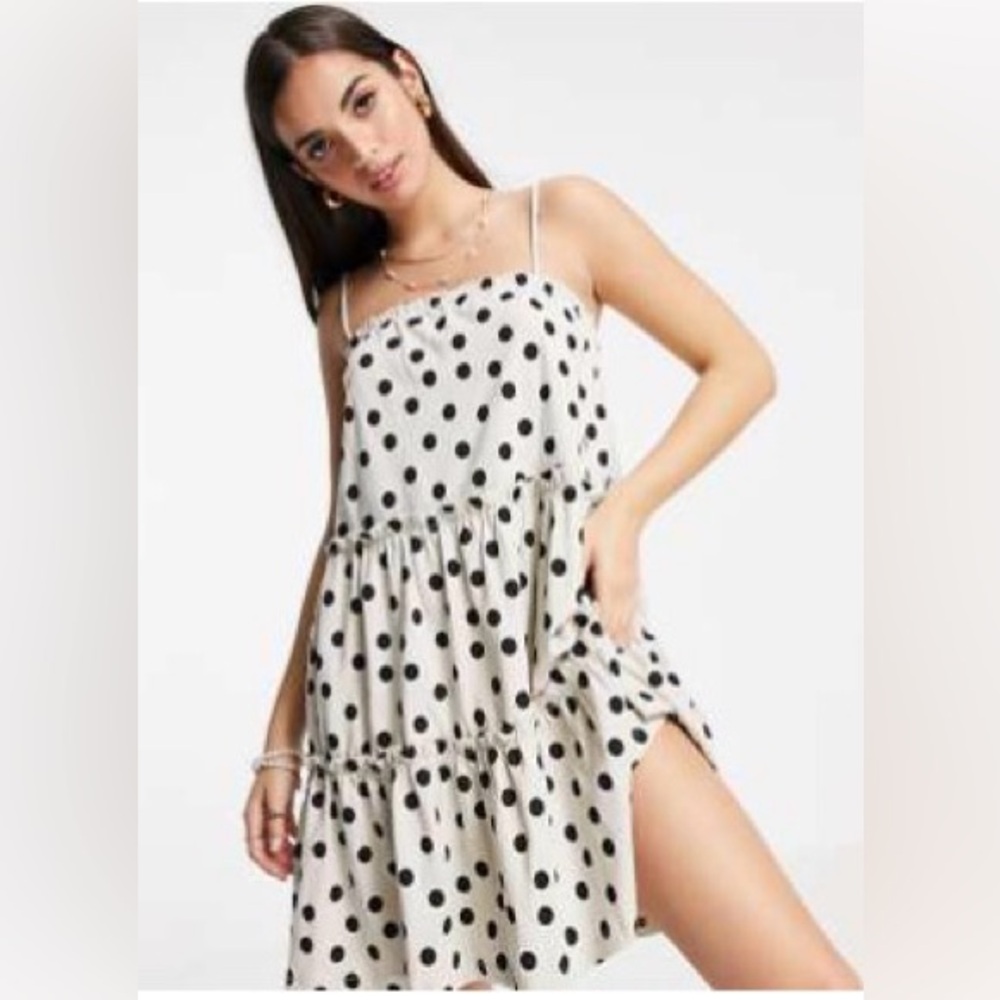 ASOS Cream and Black Polka Dot Mini Dress